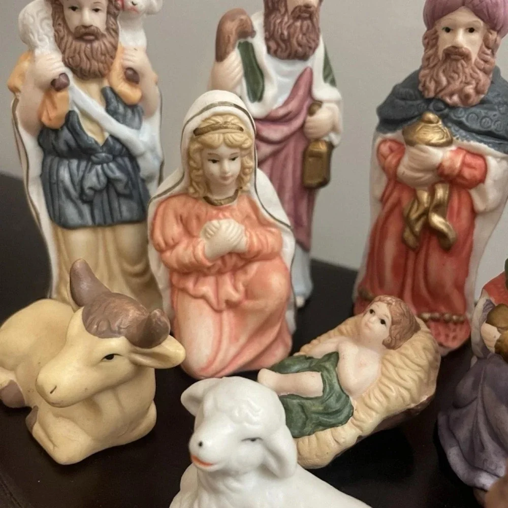 International Bazaar Porcelain Nativity Set with Wood Base